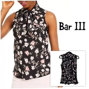 Bar III Women's Floral Black Sleeveless Top